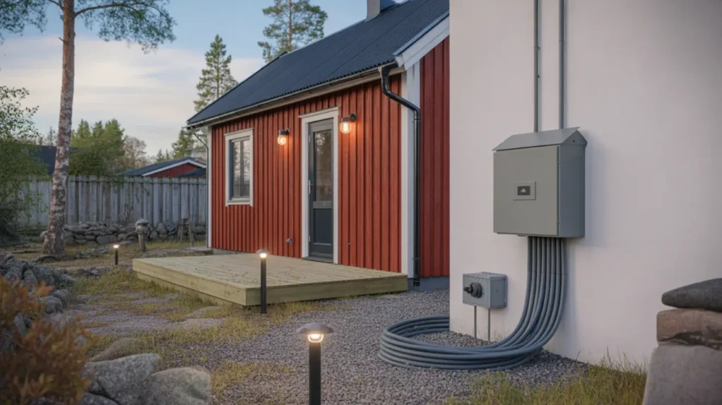 ny el till attefallshus med utomhusbelysning i bagarmossen skarpn ck